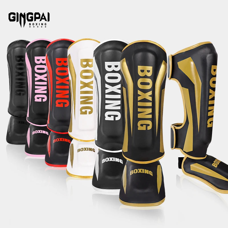 Professional Free Fighting Leg Protector with Foot Back Sanda Boxing Fighting Taekwondo Protective Equipment Adult and Children