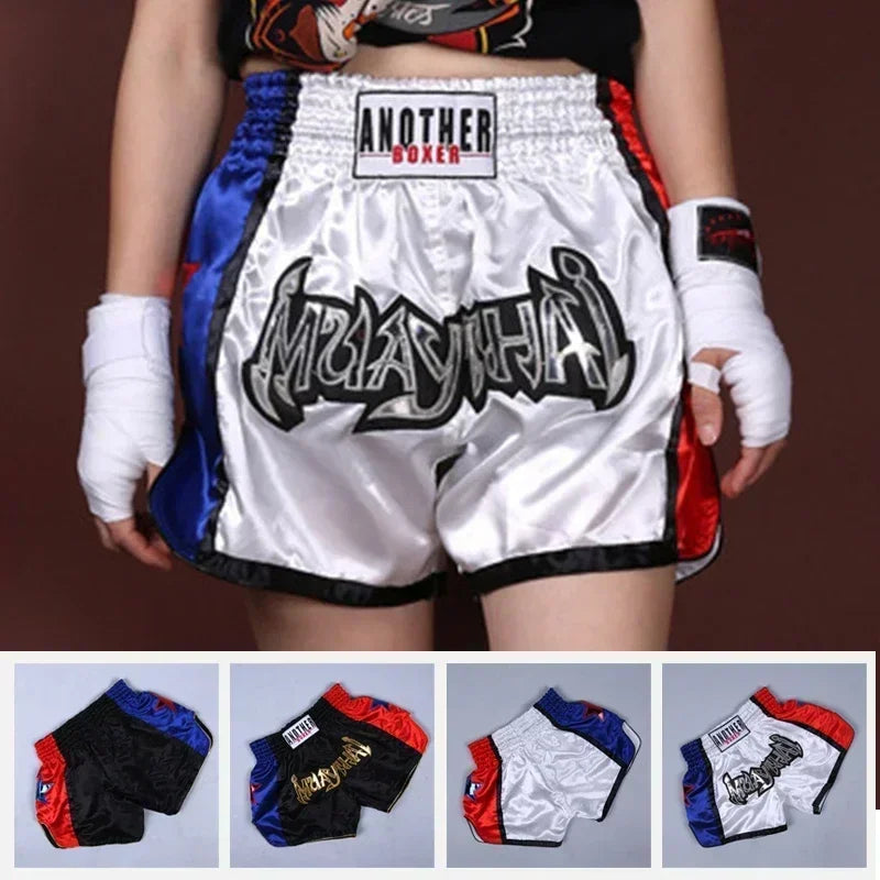 1PC Anotherboxer-Unisex Boxing Shorts Muay Thai MMA Training Gym Fitness Pants for Adults and Kids
