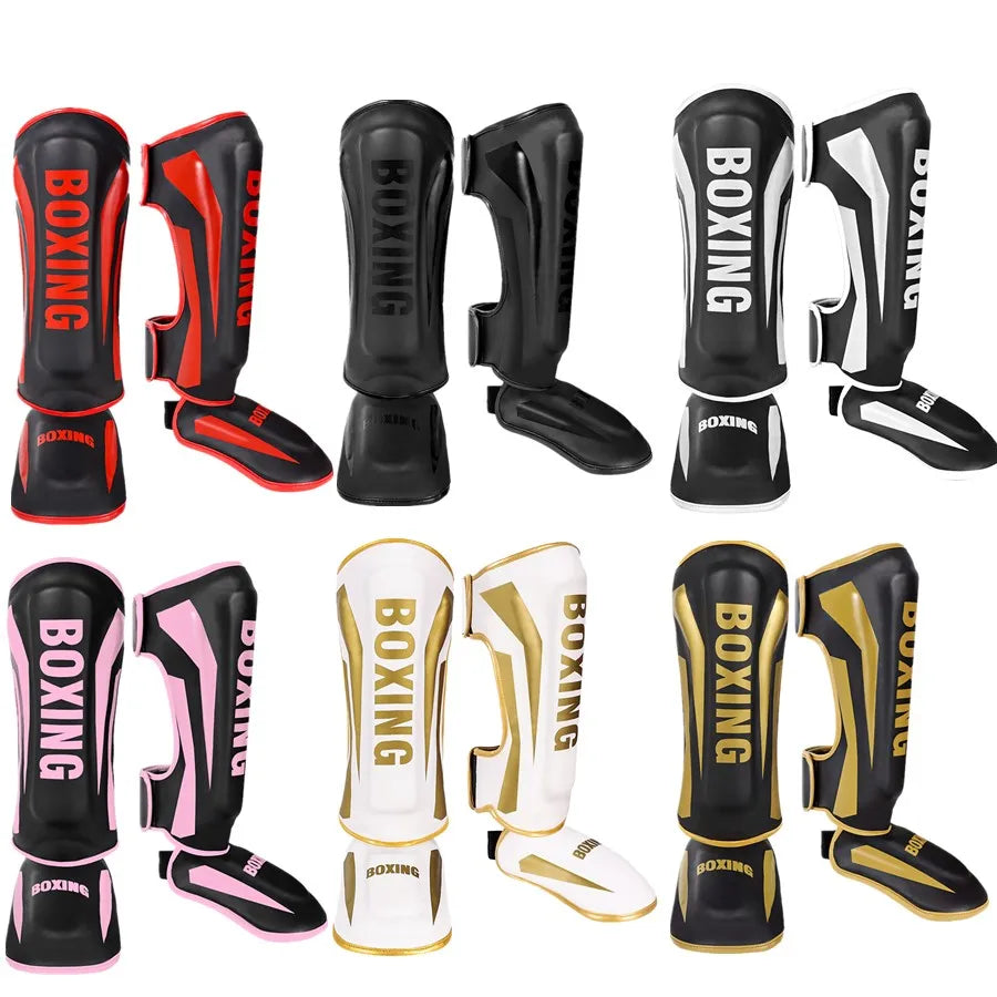 Professional Free Fighting Leg Protector with Foot Back Sanda Boxing Fighting Taekwondo Protective Equipment Adult and Children